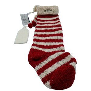 West Elm griffin Striped Knit Wool Christmas Holiday Stocking Handcrafted